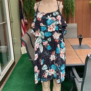 Sundress Hawaiian print cold shoulder size M